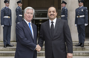 Defence Secretary Michael Fallon with Qatar’s Minister for Defence Affairs His Excellency Dr Khalid Bin Mohammed Al Attiyah. Crown Copyright.