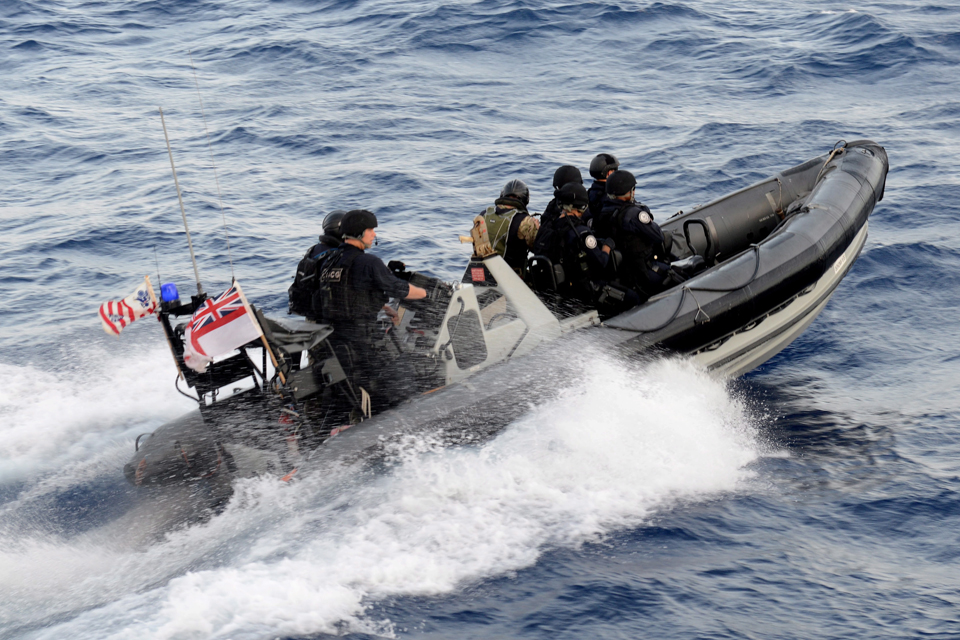 A seaboat from HMS Lancaster