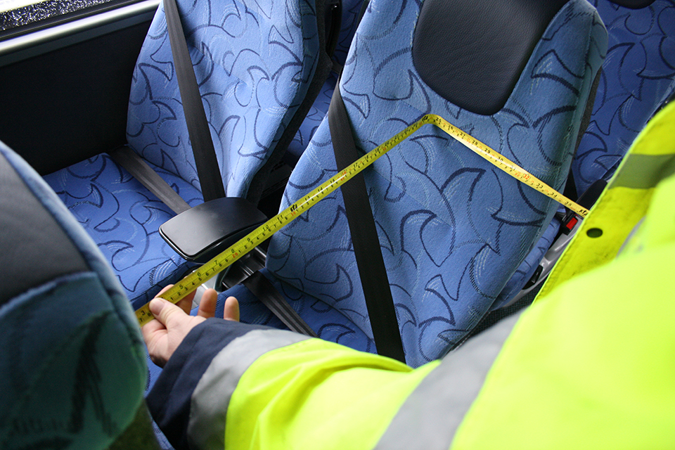 DVSA will measure passenger seats for size and space.