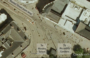 Layout of tracks in vicinity of Market Street tram stop