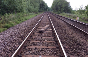 Image showing one of the wooden sleepers found on the railway afterwards (image courtesy of Network Rail)
