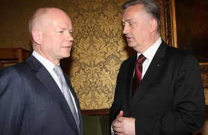 Foreign Secretary William Hague with Dr. Zlatko Lagumdzija, Minister of Foreign Affairs of Bosnia and Herzegovina in London, 17 April 2013.
