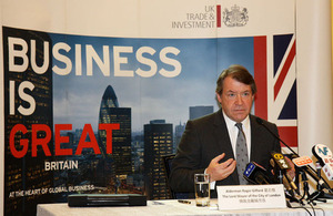 The Lord Mayor of the City of London, Mr Alderman Roger Gifford, talks to the press