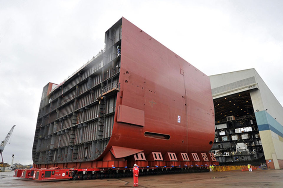 Huge sections of new Navy carrier joined together