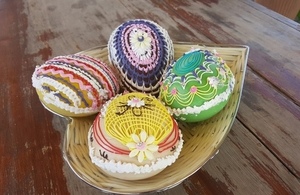 A depiction of beautiful Easter eggs made in Pakistan