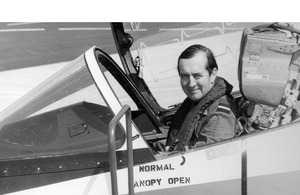 Sir Michael Beetham in the cockpit of a Hawk at RAF Valley in 1973