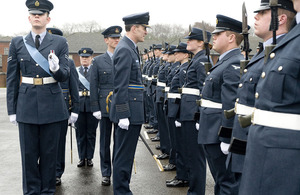 Station Commander of RAF High Wycombe inspects the new recruits
