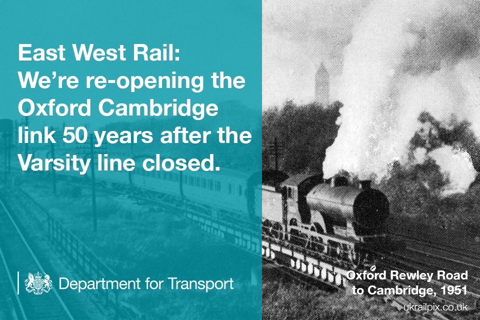 A train on the old Varsity Line, travelling from Oxford Rewley Road to Cambridge in 1951.