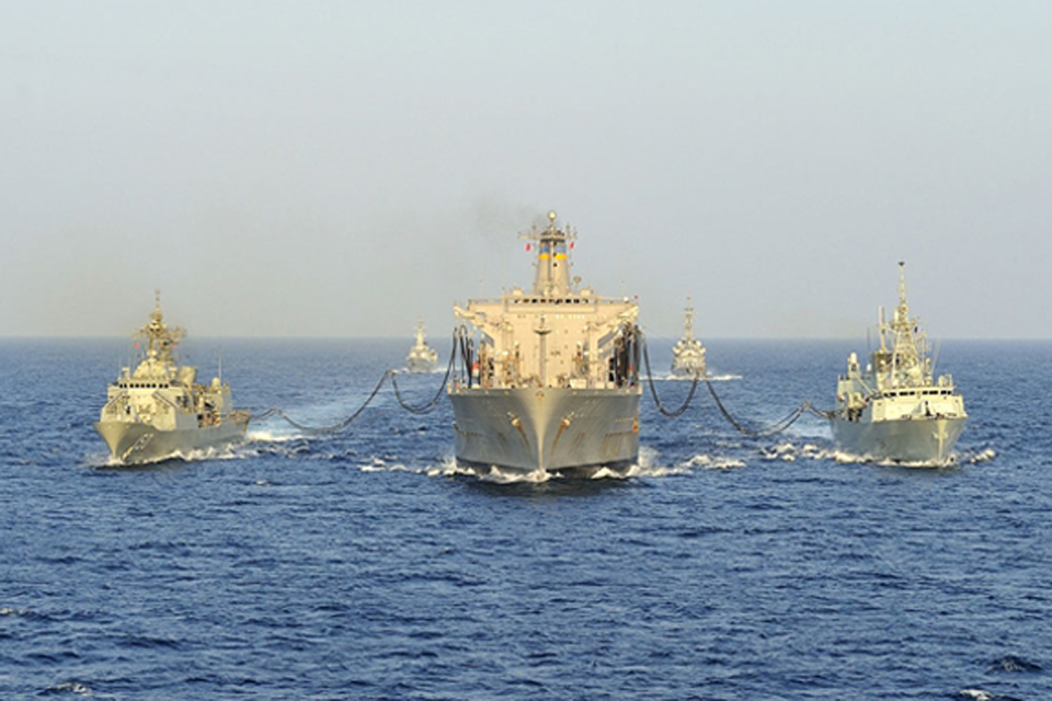 Combined Task Force 150 conducts a replenishment at sea 