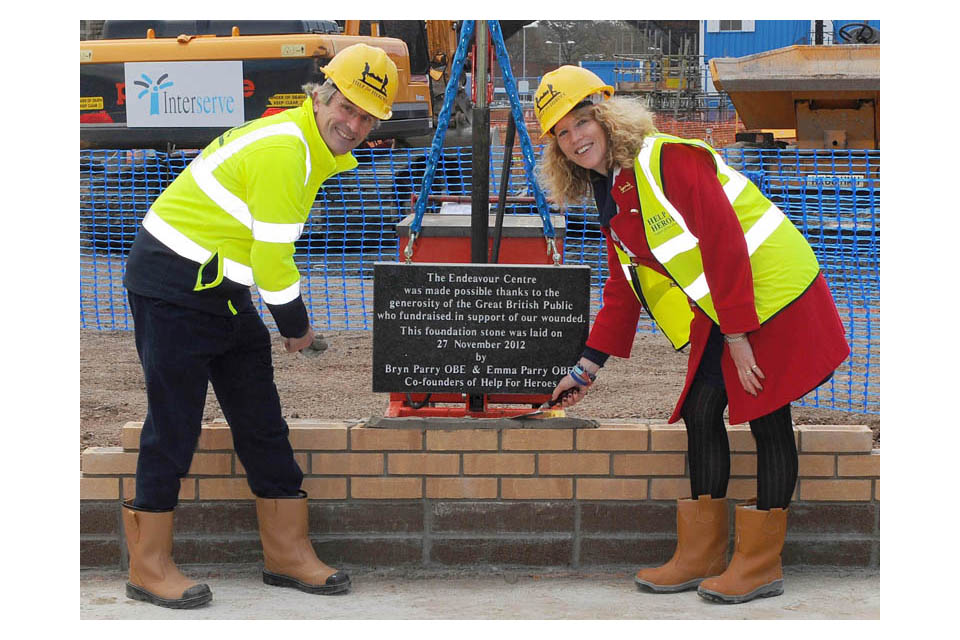 Bryn and Emma Parry with the Endeavour Centre foundation stone