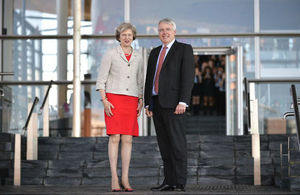 PM Theresa May with the First Minister at the Welsh Assembly.