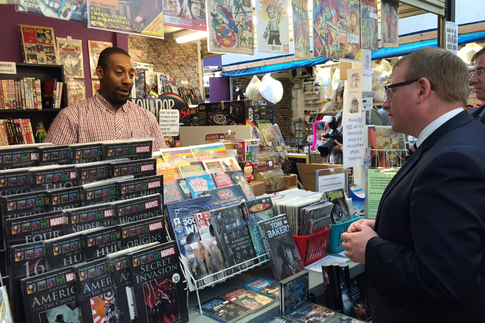 Marcus Jones at Rudie's Comix stall at Plymouth City Market