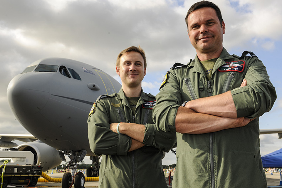 Flight Lieutenant Keith Dyer (right) with a colleague