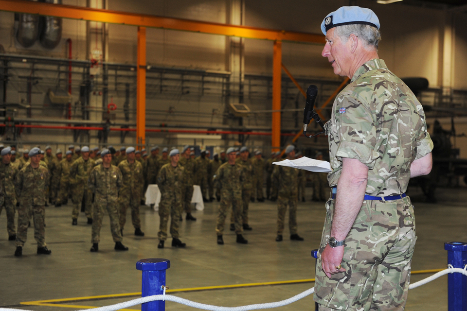 Prince Charles addresses soldiers