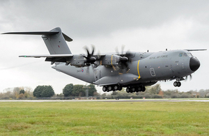 The first Royal Air Force A400M Atlas arrives at RAF Brize Norton [Picture: Paul Crouch, Crown copyright]