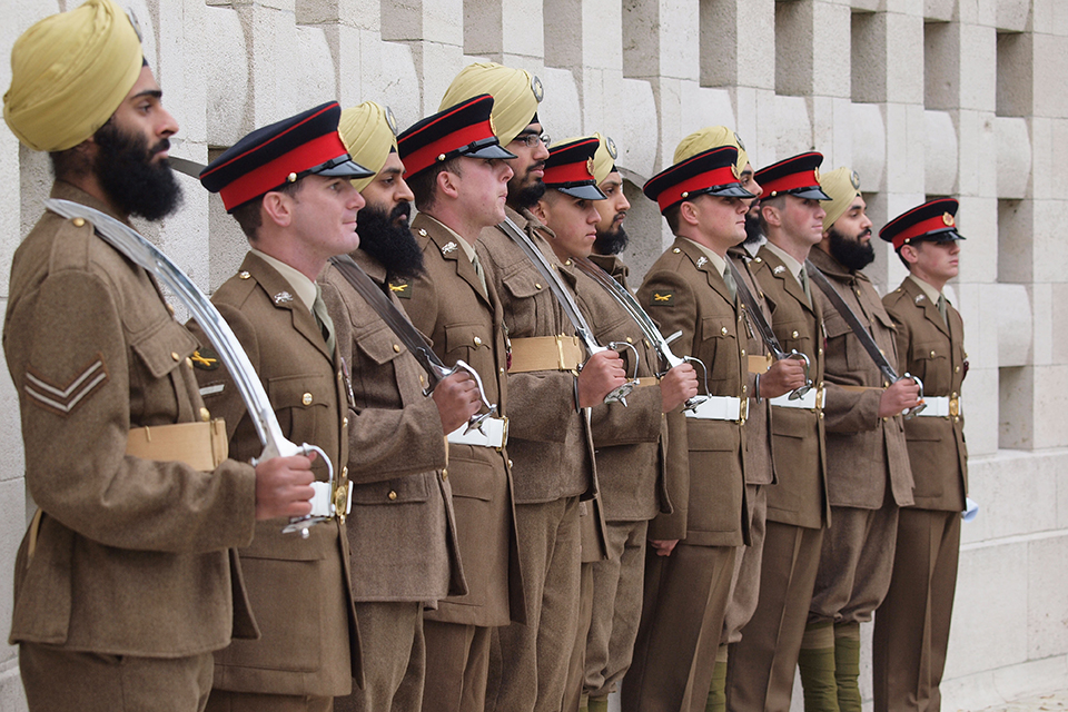 At Neuve Chappelle Soldiers honour the multi-faith troops who comprised the Jullundur Brigade during the First World War