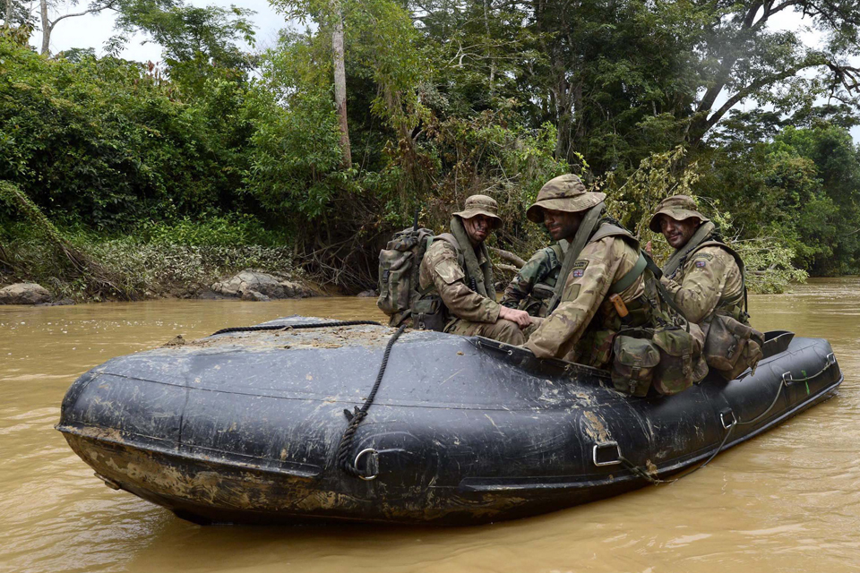 Royal Marines in an inflatable boat