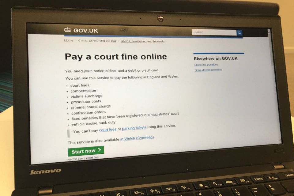 HM Courts & Tribunals Service advice to debtors on unpaid historic fines