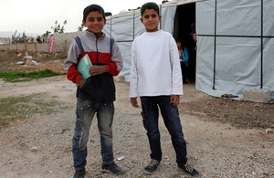 Two Syrian refugee boys in Lebanon's Bekaa Valley. Picture: Russell Watkins/DFID