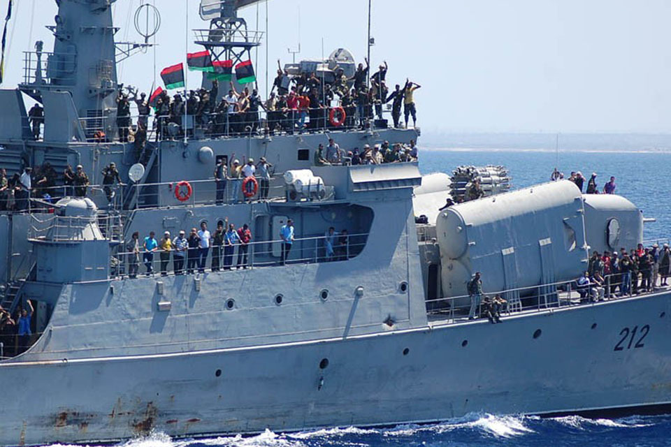HMS Liverpool escorts Free Libya Forces flagship into Tripoli