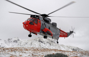 A Royal Navy Sea King Search and Rescue helicopter from HMS Gannet