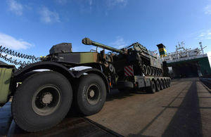 Troops and vehicles from France arrive in the UK to deploy on Exercise Griffin Strike. Crown Copyright.