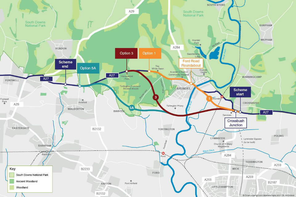 Options for upgrading the A27 at Arundel    