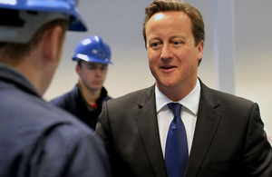 David Cameron during his visit to Rosyth in Scotland
