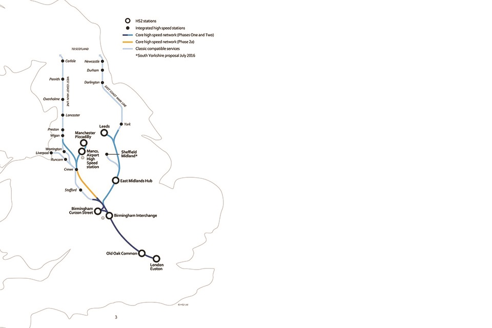 Crossrail map showing High Speed 1 and High Speed 2