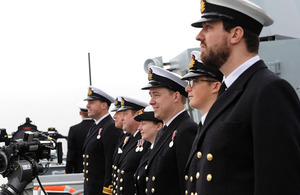 Officers on the deck of HMS Northumberland