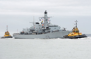 Royal Navy frigate HMS Kent returns to Portsmouth following a £24m upgrade in Scotland
