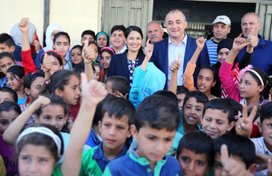 Priti Patel visits Syrian refugee students in Lebanon. PIcture: FCO