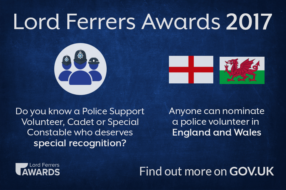 Nominations open for 2017 awards celebrating police volunteers