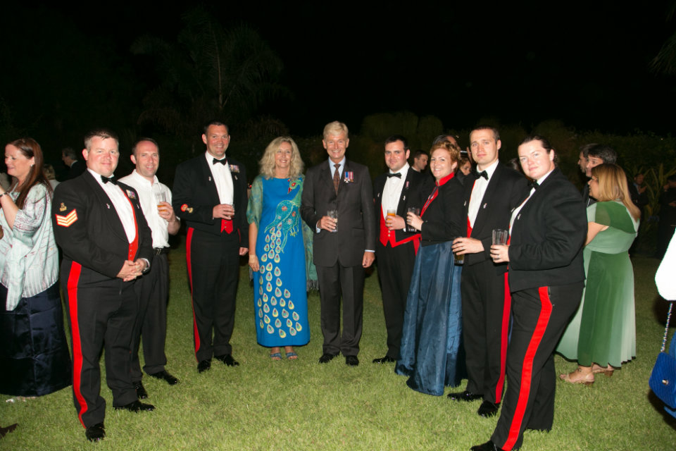 British Ambassador to Morocco, Clive Alderton, his wife, and The Corps of Army Music 