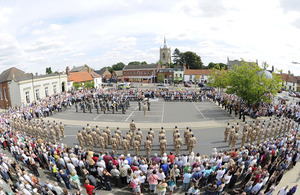 Members of II (Army Cooperation) Squadron on parade in the town of Swaffham, Norfolk