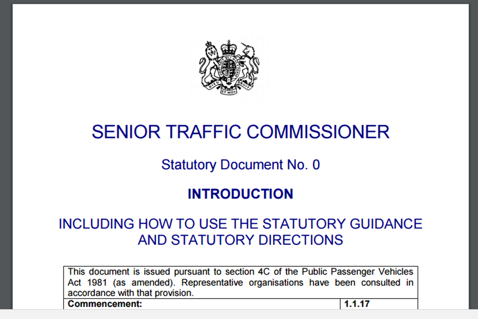 Vehicle operators: updated guidance from Traffic Commissioners