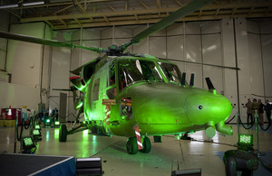 A Lynx Mk9A helicopter at AgustaWestland's Yeovil plant in Somerset