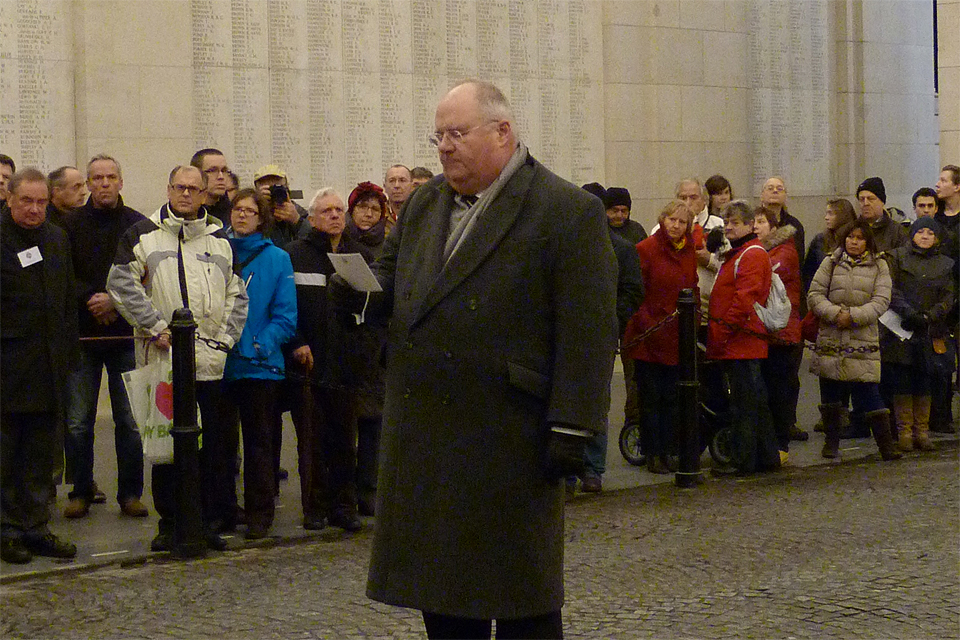 Eric Pickles reading the words of the Exhortation, taken from Laurence Binyon's poem “For the Fallen”.