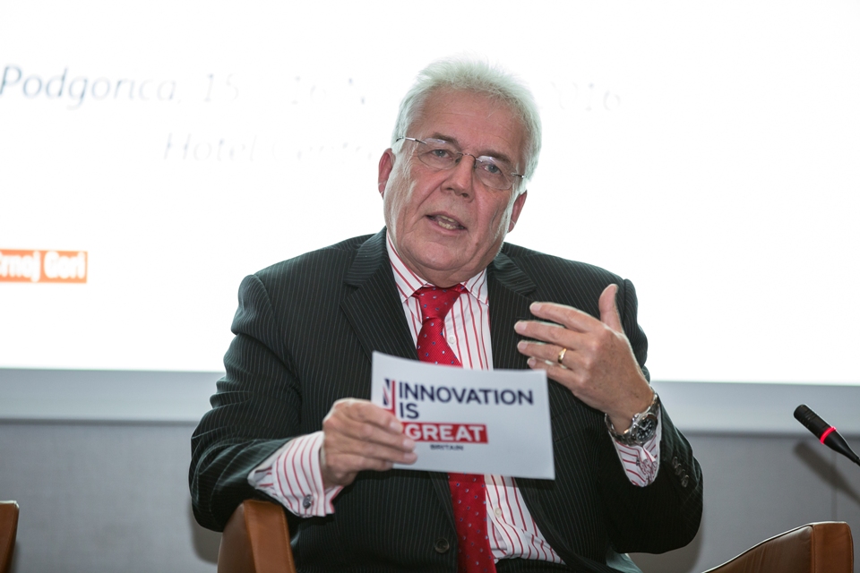 Ambassador Whitting speaking at "Innovation Reshaping Montenegro" conference
