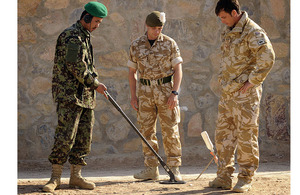 British soldiers train members of the Afghan National Army