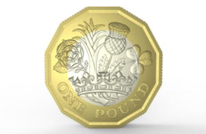 The tails side of the new £1 coin