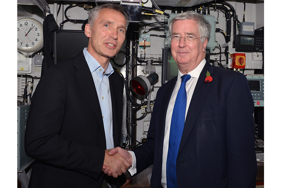 Mr Jens Stoltenberg, Secretary General of NATO & Michael Fallon MP, Secretary of State for Defence. 