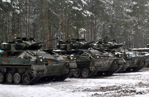 Warrior armoured vehicles waiting to start live firing [Picture: Crown copyright]