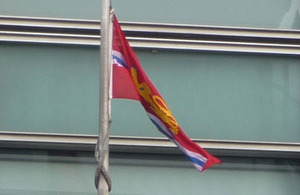 The Herefordshire flag flying outside Eland House