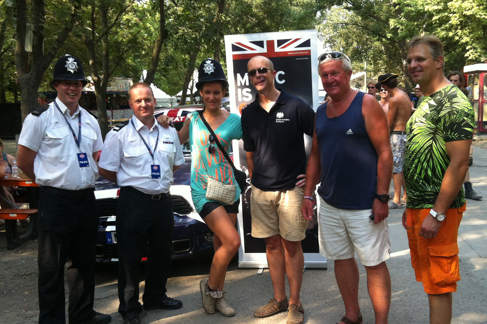 Bobbies at Sziget Festival with Ambassador Knott (in the middle)
