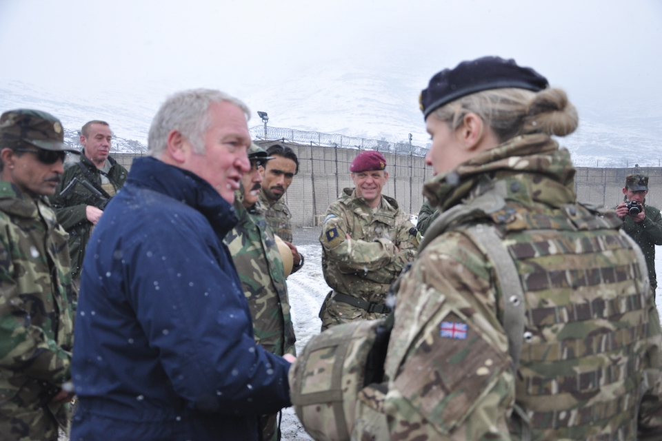 Mike Penning meets with a British adviser to female Afghan instructors for ANAOA