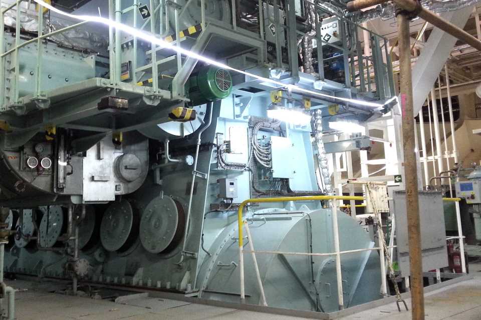 A three-storey high, 12,900 BHP main engine of a 45,578 tonne tanker