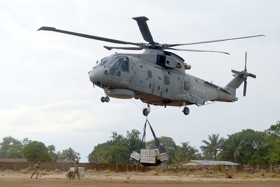 UK Merlins deliver aid to continue Ebola effort