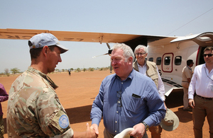 During the visit Armed Forces Minister Mike Penning met UK personnel supporting the UN Mission in South Sudan. Crown Copyright.