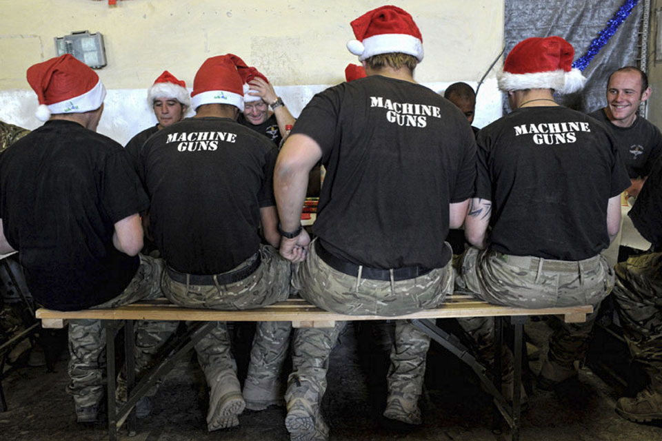 Troops enjoy Christmas dinner in Afghanistan